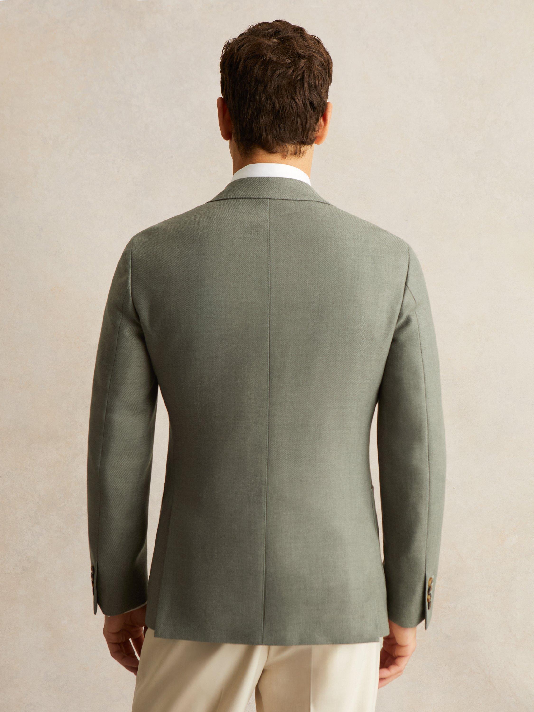 Product image 2 of 5, which shows Reiss Midnight Wool Blend Blazer, Sage Green, 42