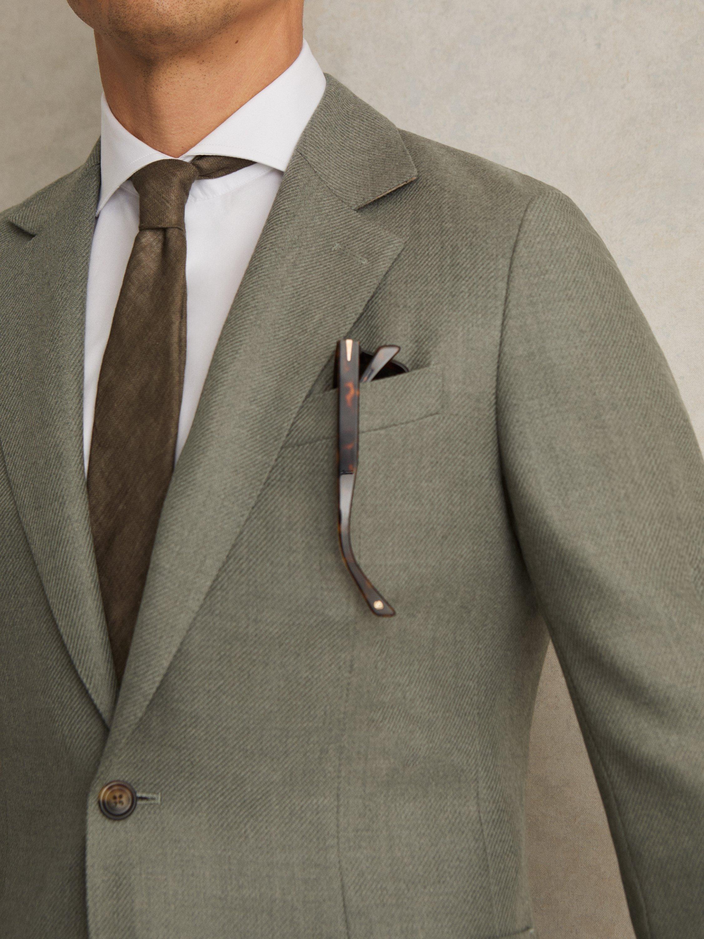 Product image 5 of 5, which shows Reiss Midnight Wool Blend Blazer, Sage Green, 42