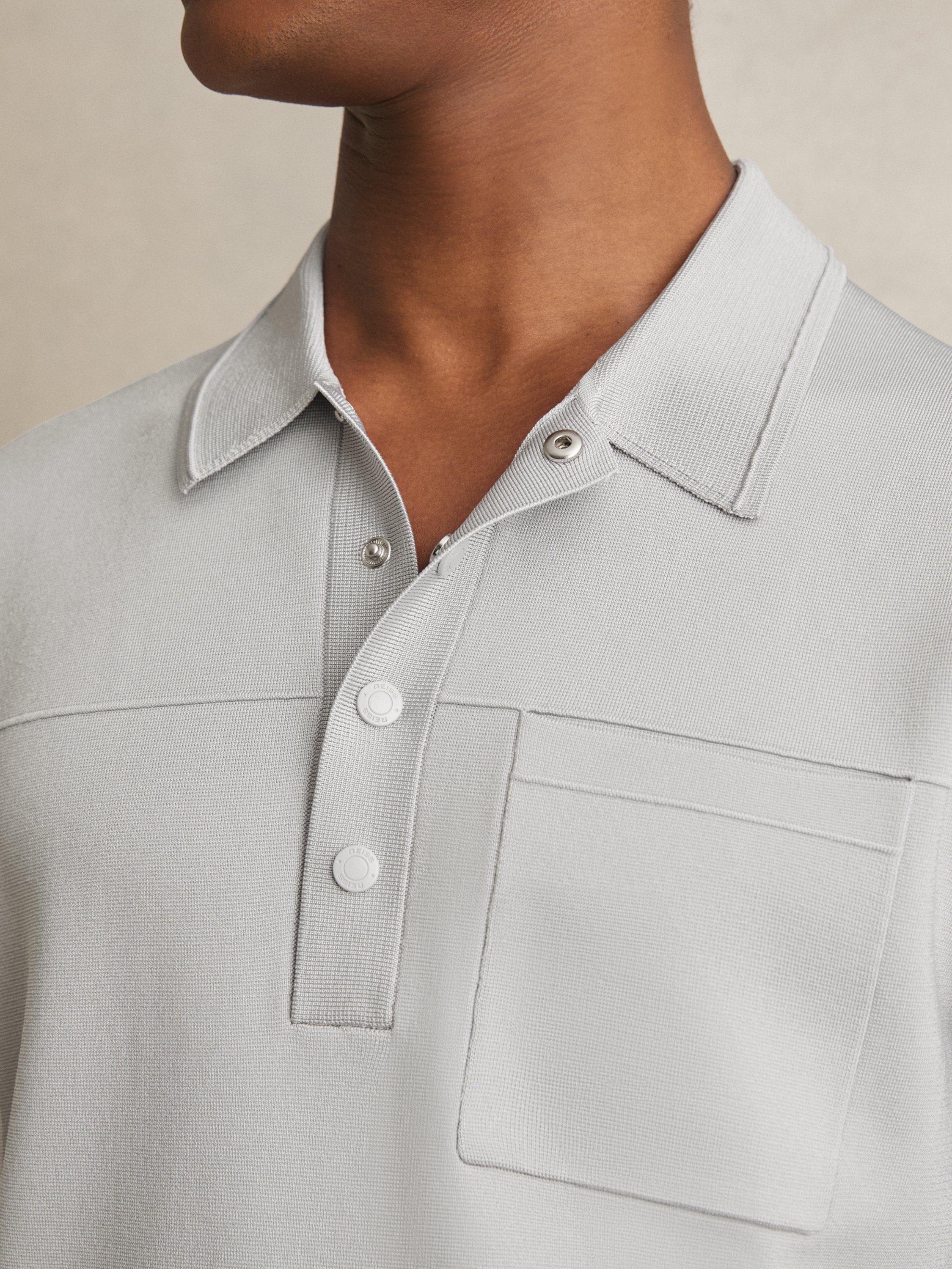 Product image 4 of 5, which shows Reiss Blinker Regular Fit Polo Shirt, Ice Grey, XS