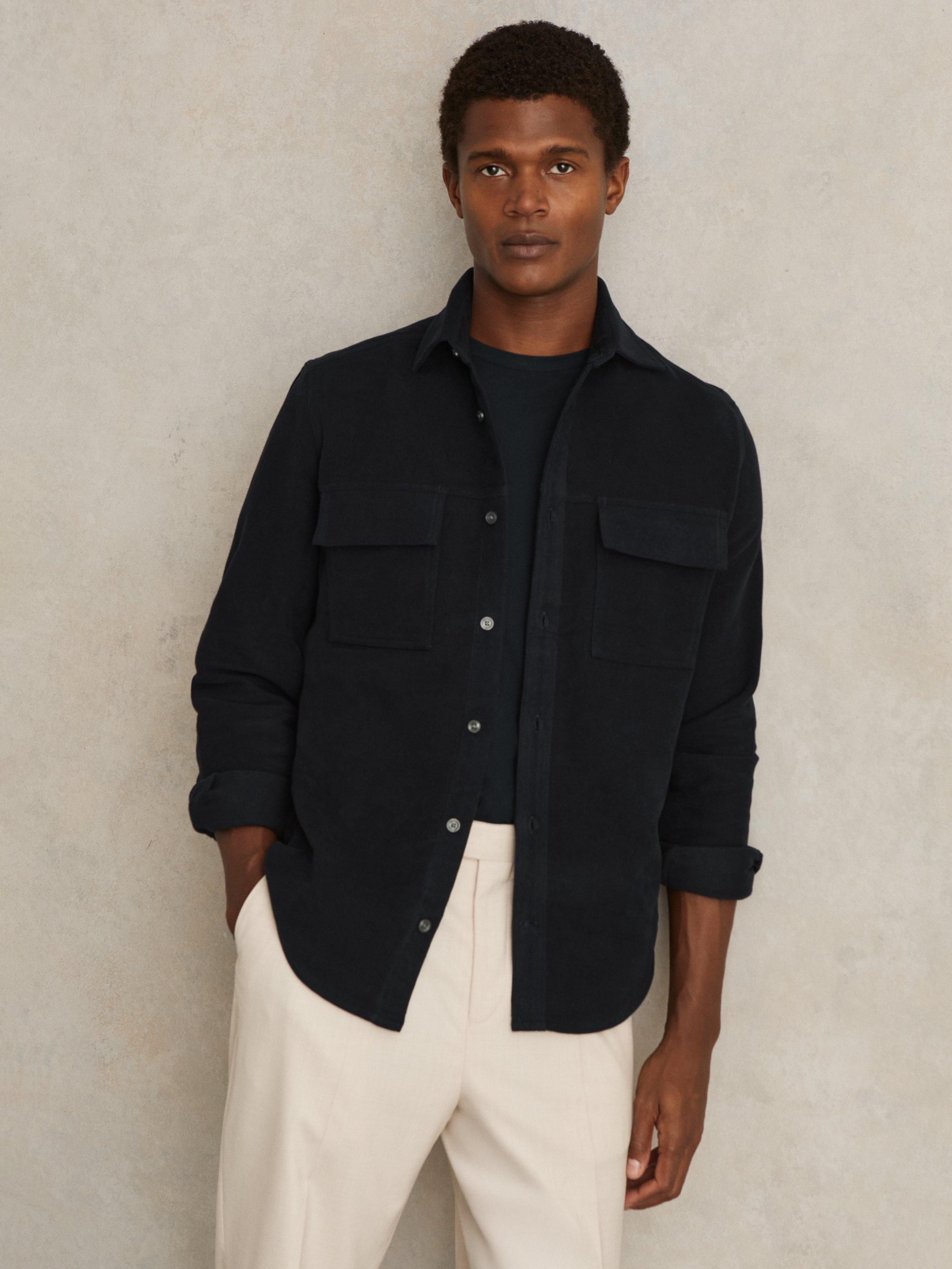 Product image 1 of 5, which shows Reiss Camber Regular Fit Cotton Shirt, Navy, XS