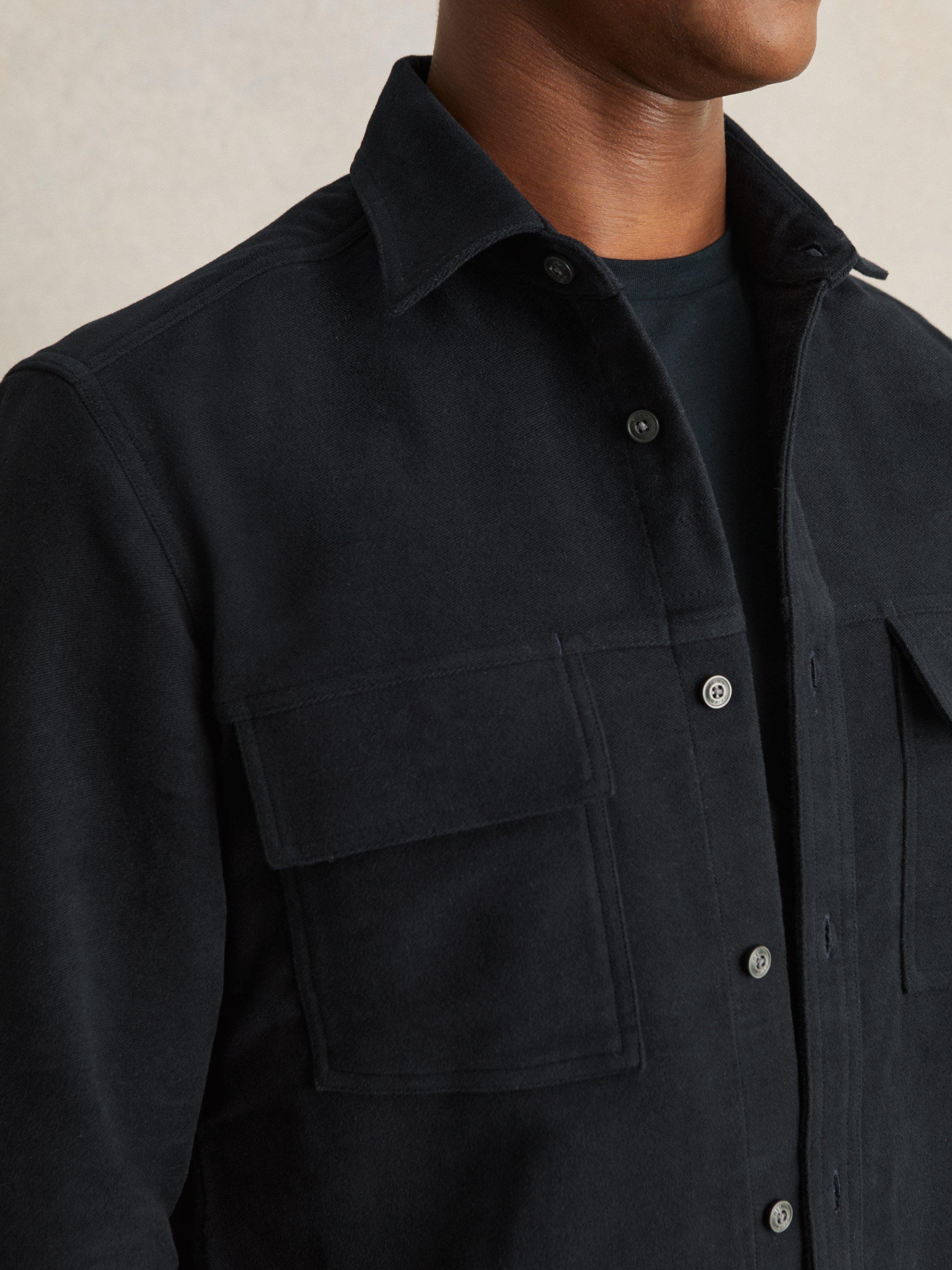 Product image 2 of 5, which shows Reiss Camber Regular Fit Cotton Shirt, Navy, XS