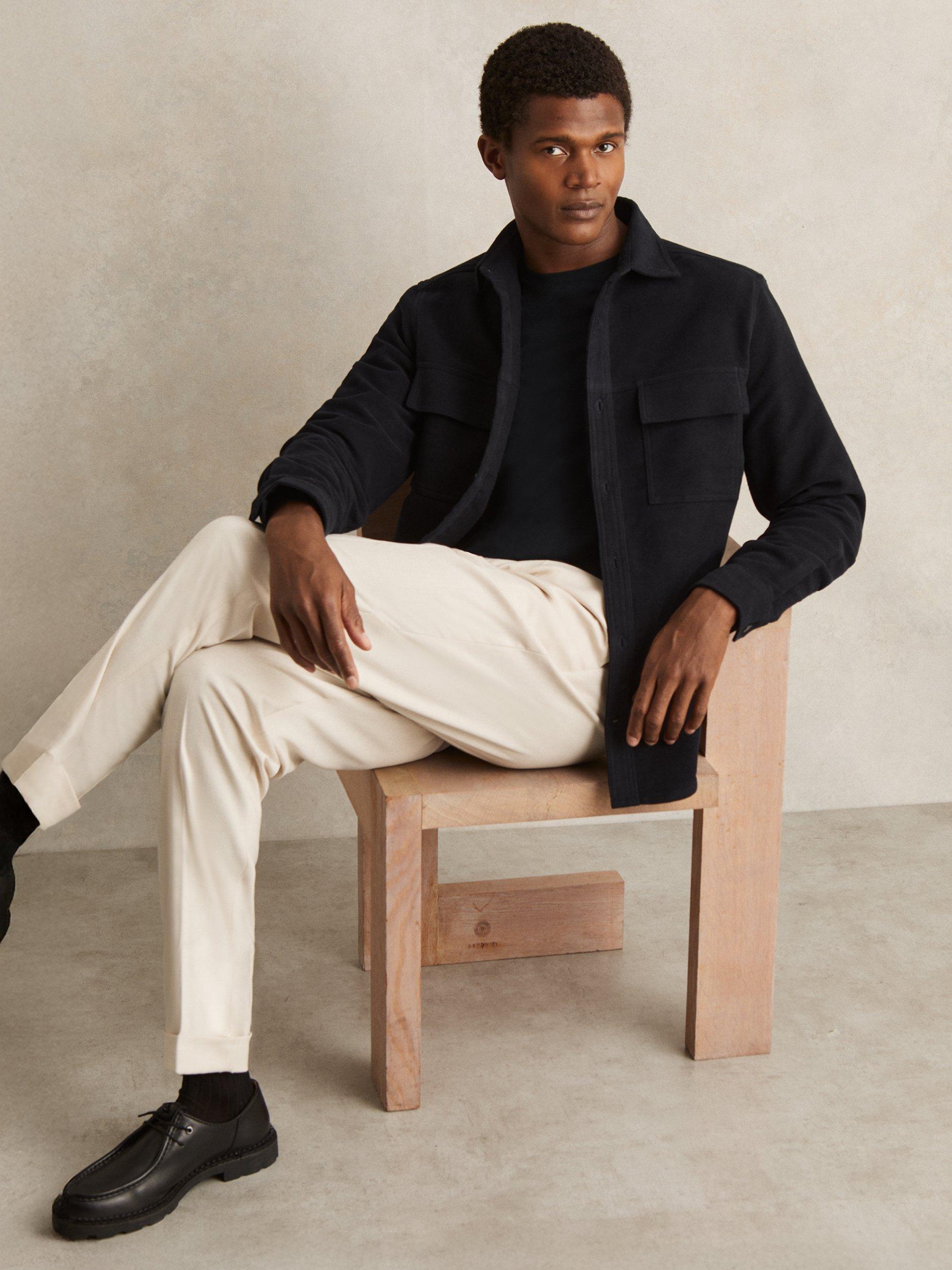 Product image 4 of 5, which shows Reiss Camber Regular Fit Cotton Shirt, Navy, XS