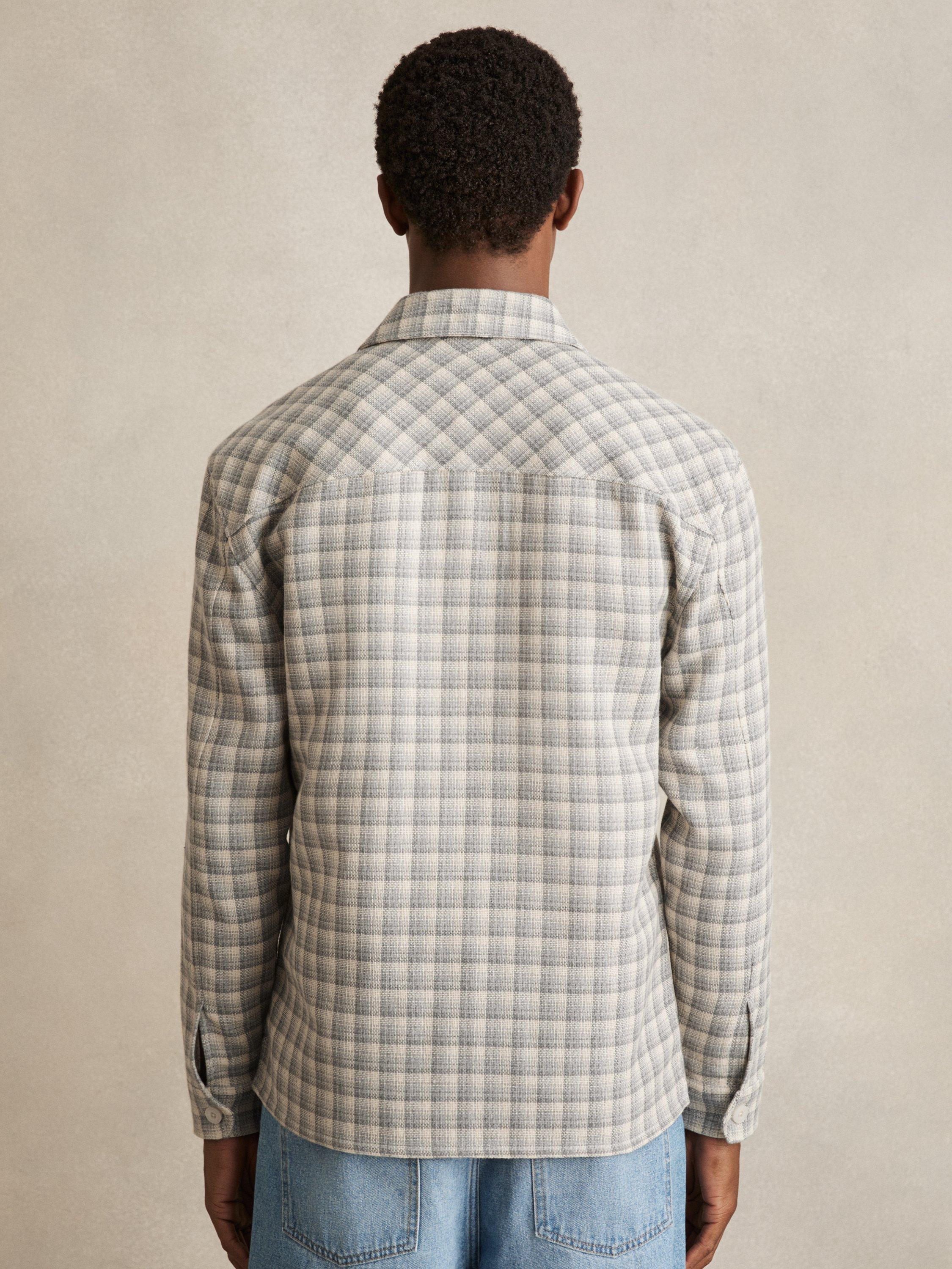 Product image 2 of 5, which shows Reiss Ribona Check Shirt, Light Grey, XS