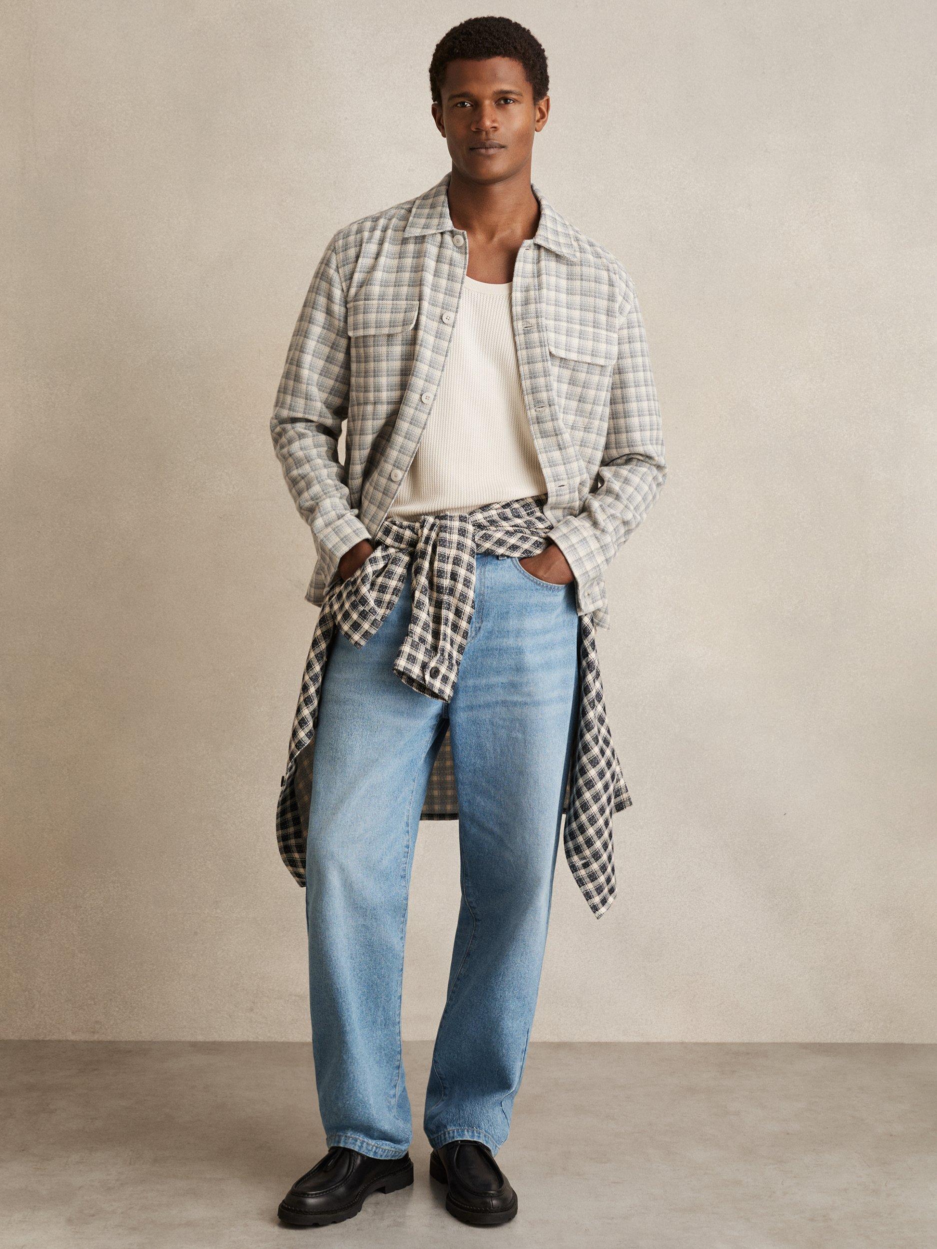 Product image 4 of 5, which shows Reiss Ribona Check Shirt, Light Grey, XS