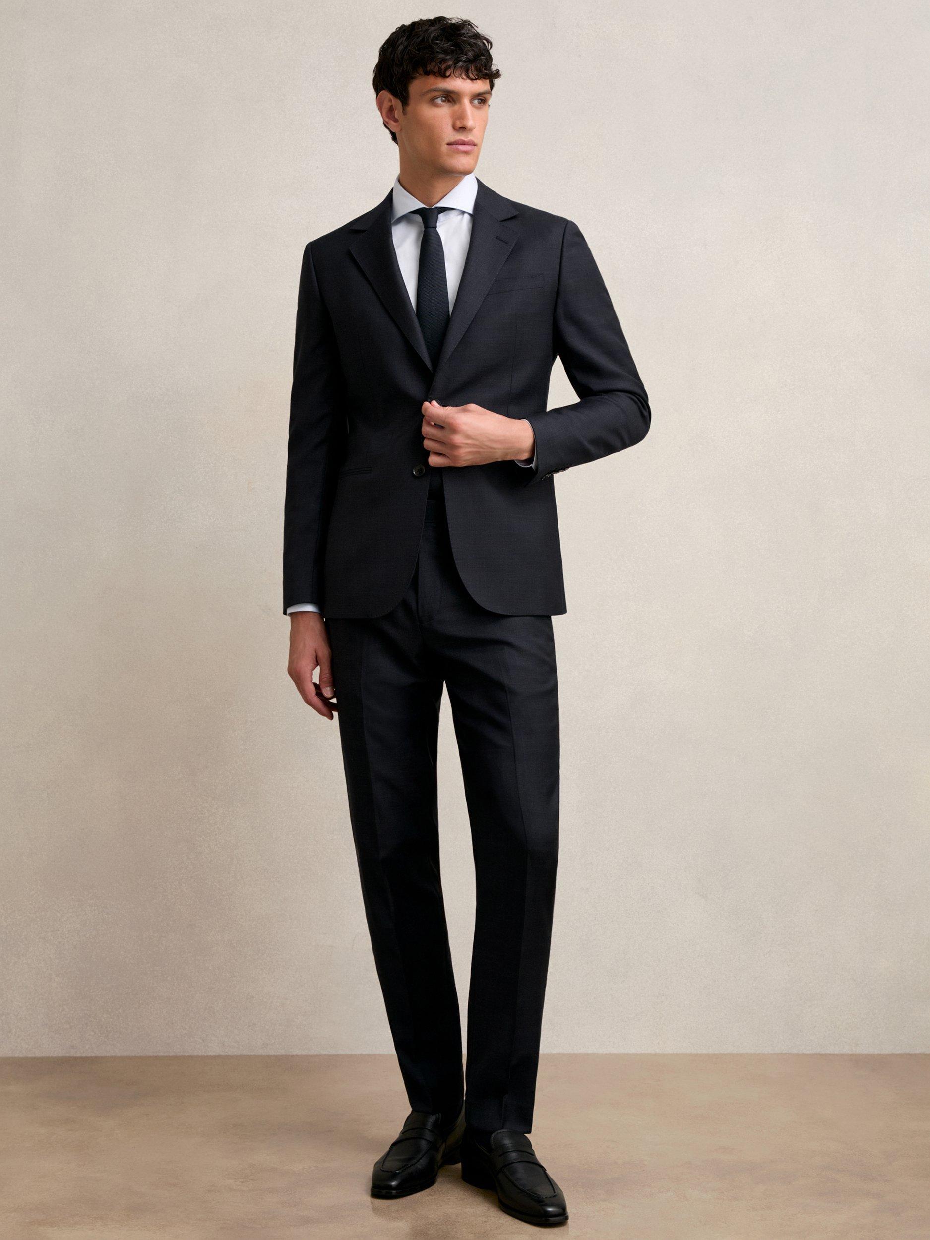 Reiss Seminar Wool Straight Trousers, Navy