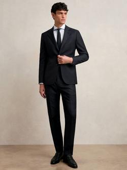 Reiss Seminar Wool Straight Trousers, Navy, Navy