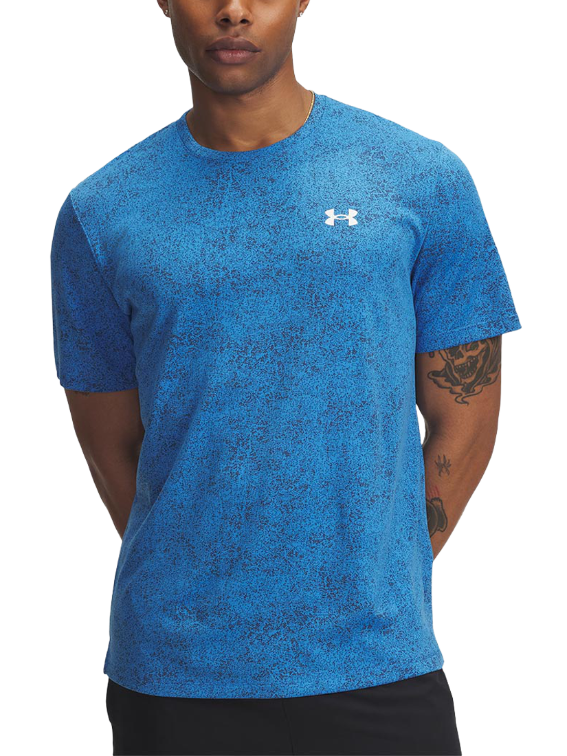 Product image 1 of 2, which shows Under Armour Tech Pixelate Short Sleeve T-Shirt, Blue Atlantis/White, S