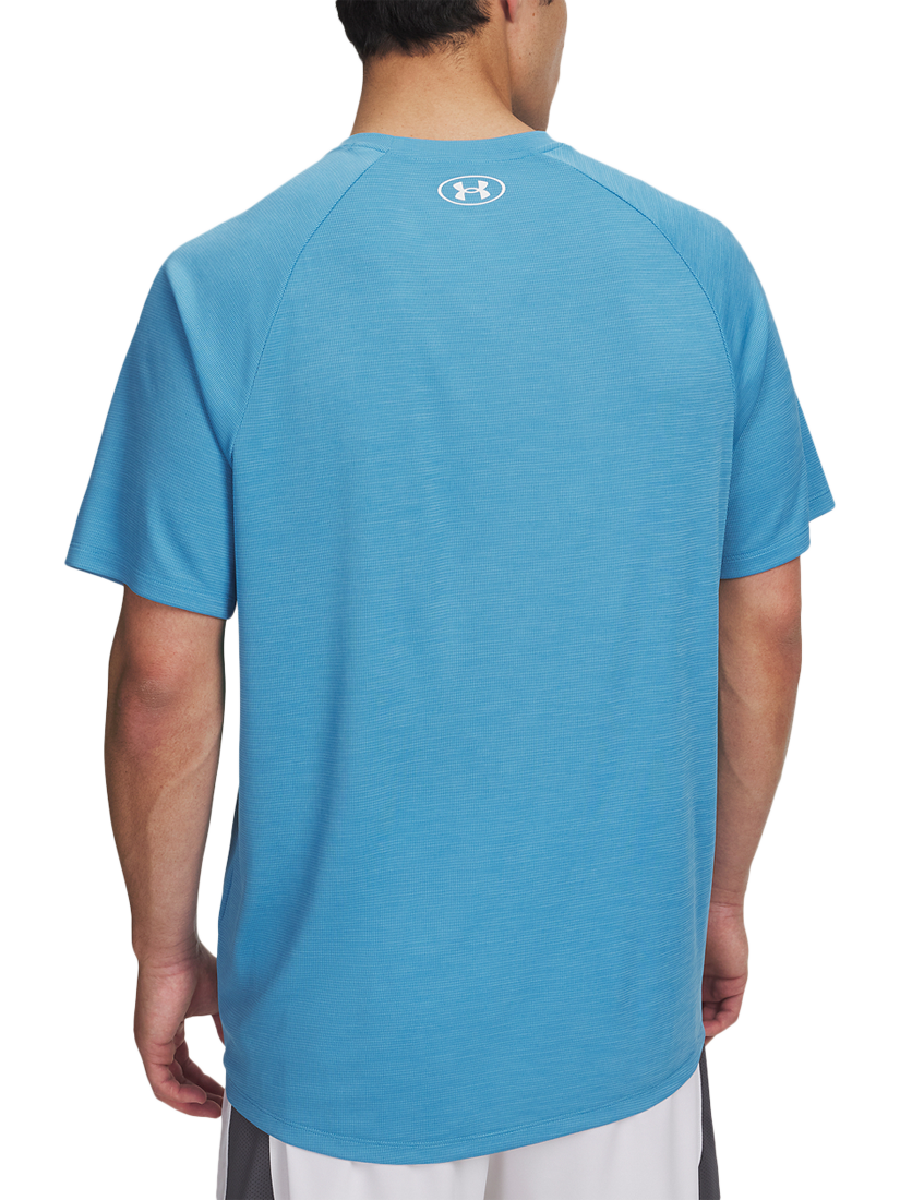 Product image 2 of 2, which shows Under Armour Tech Textured Short Sleeve T-Shirt, Ether Blue/ White, S
