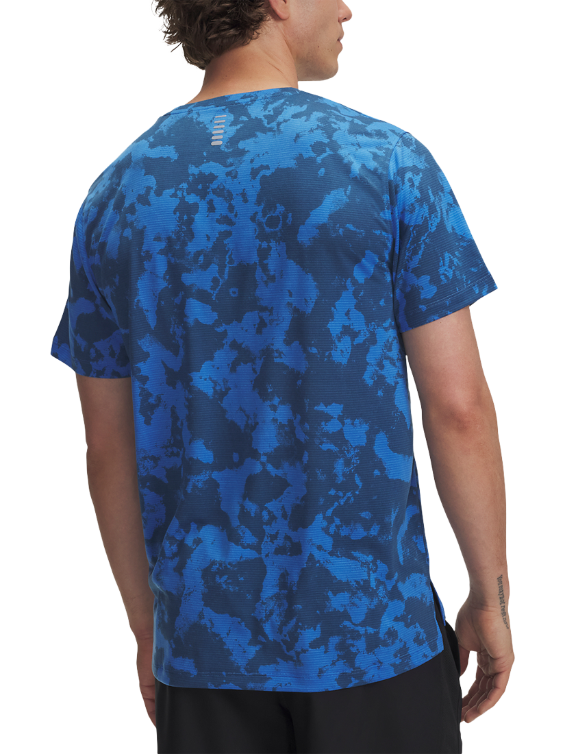 Product image 2 of 3, which shows Under Armour Men's Launch Print Short Sleeve T-Shirt, Blue Atlantis / Navy, S