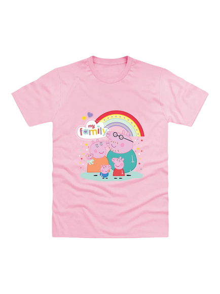 Brand Threads Kids' Peppa Pig Family T-Shirt, Pink, Pink