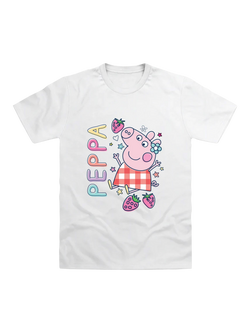 Brand Threads Kids' Peppa Pig Gingham T-Shirt, White/Multi, White/Multi