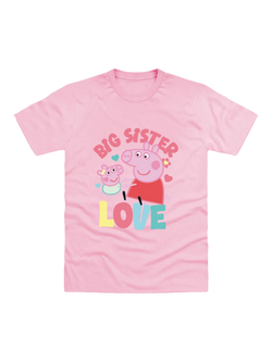 Brand Threads Kids' Peppa Pig Big Sister T-Shirt, Pink, Pink