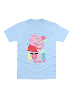 Brand Threads Kids' Peppa Pig Love My Sister T-Shirt, Blue, Blue