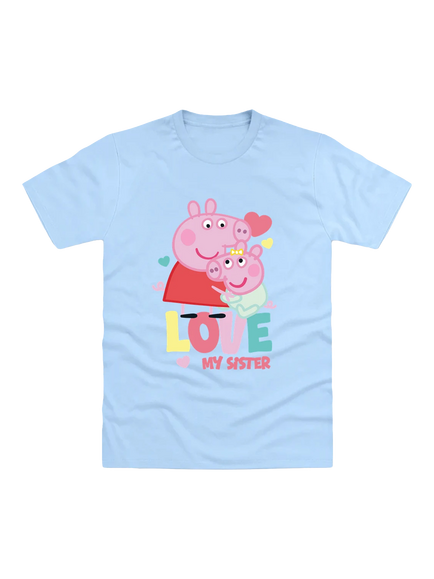 Brand Threads Kids' Peppa Pig Love My Sister T-Shirt, Blue, Blue