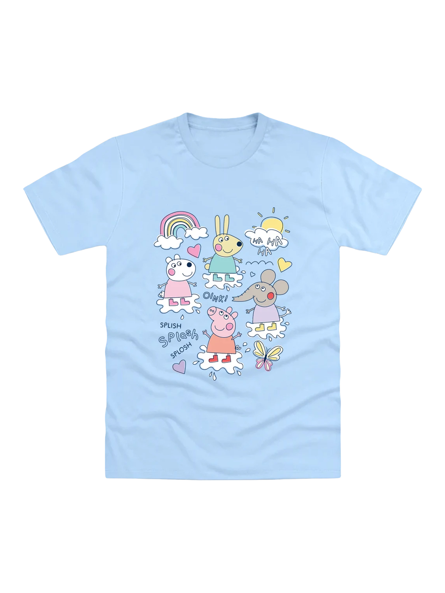 Product image 1 of 1, which shows Brand Threads Peppa Pig Splash T-Shirt, Blue/Multi, 3-4 years