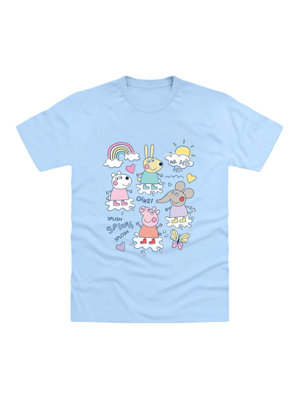 Brand Threads Peppa Pig Splash T-Shirt, Blue/Multi, Blue/Multi