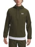 Under Armour Vibe Woven Windbreaker Hooded Jacket, Green/White