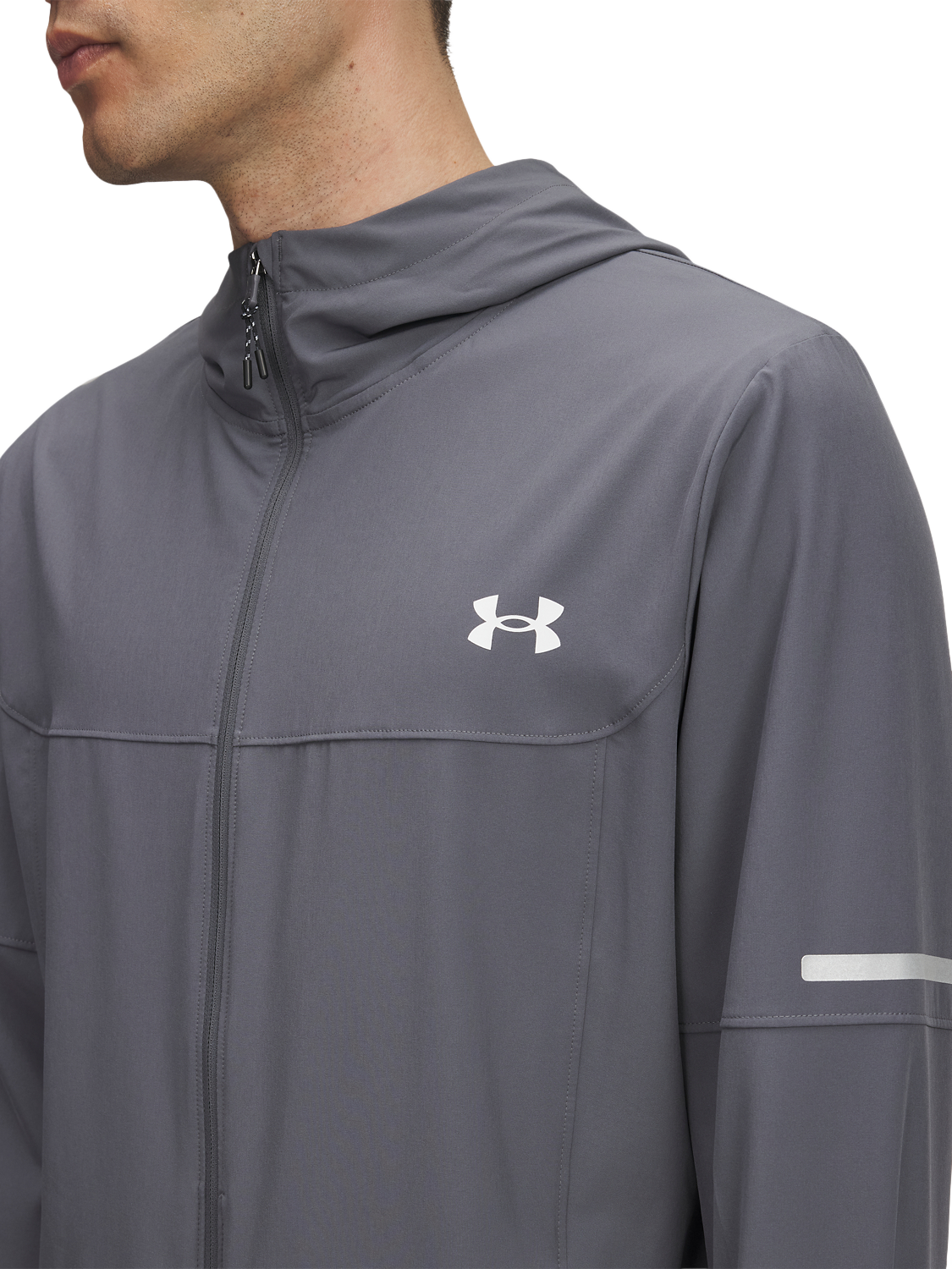 Product image 3 of 3, which shows Under Armour Men's Tech Utility Water Resistant Jacket, Castlerock / White, L