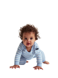 Polarn O. Pyret Baby Cotton Stripe Print Bodysuit, Blue