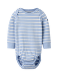 Polarn O. Pyret Baby Cotton Stripe Print Bodysuit, Blue