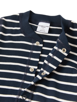 Polarn O. Pyret Baby Pure Cotton Striped Overall Bodysuit, Blue - view 2, Blue