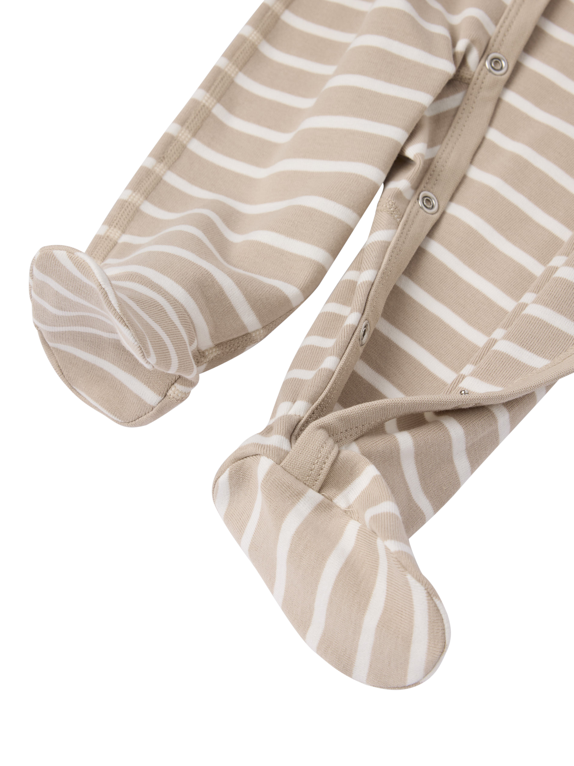 Product image 3 of 7, which shows Polarn O. Pyret Baby Cotton Striped Sleepsuit, Natural, 0-2 months
