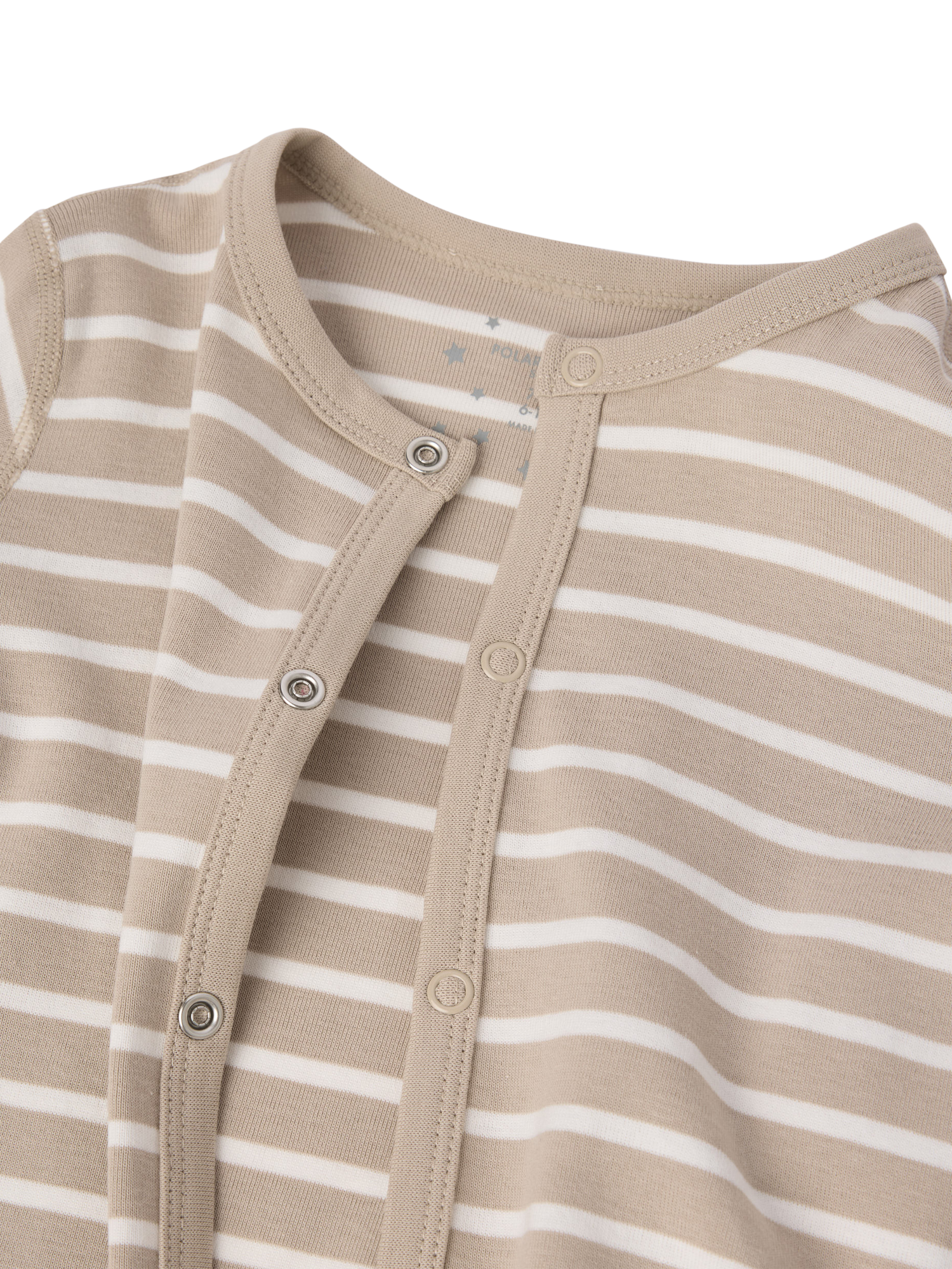 Product image 5 of 7, which shows Polarn O. Pyret Baby Cotton Striped Sleepsuit, Natural, 0-2 months