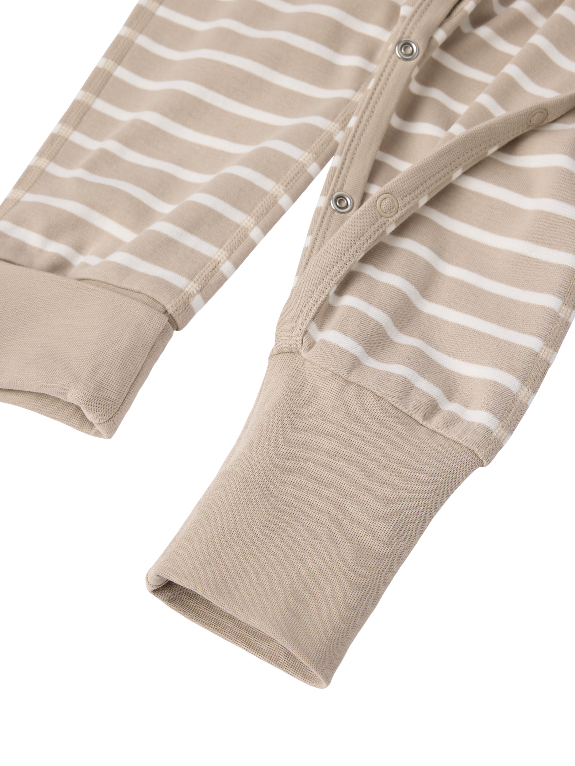 Product image 7 of 7, which shows Polarn O. Pyret Baby Cotton Striped Sleepsuit, Natural, 0-2 months