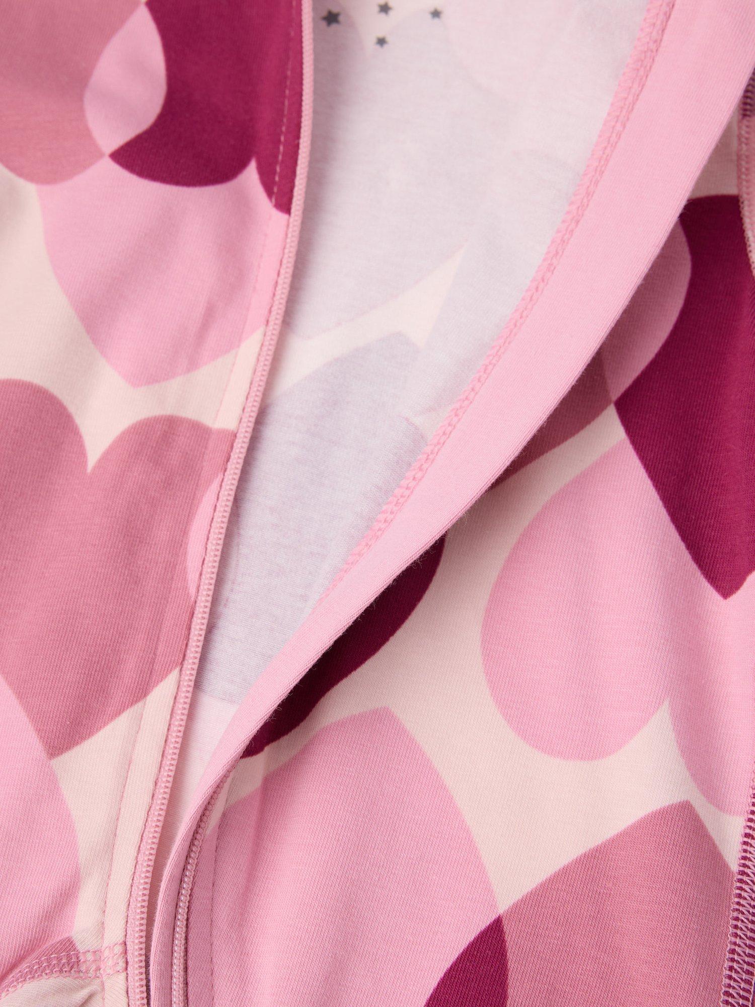 Product image 2 of 4, which shows Polarn O. Pyret Baby Cotton Heart Print Sleepsuit, Pink, 0-2 months