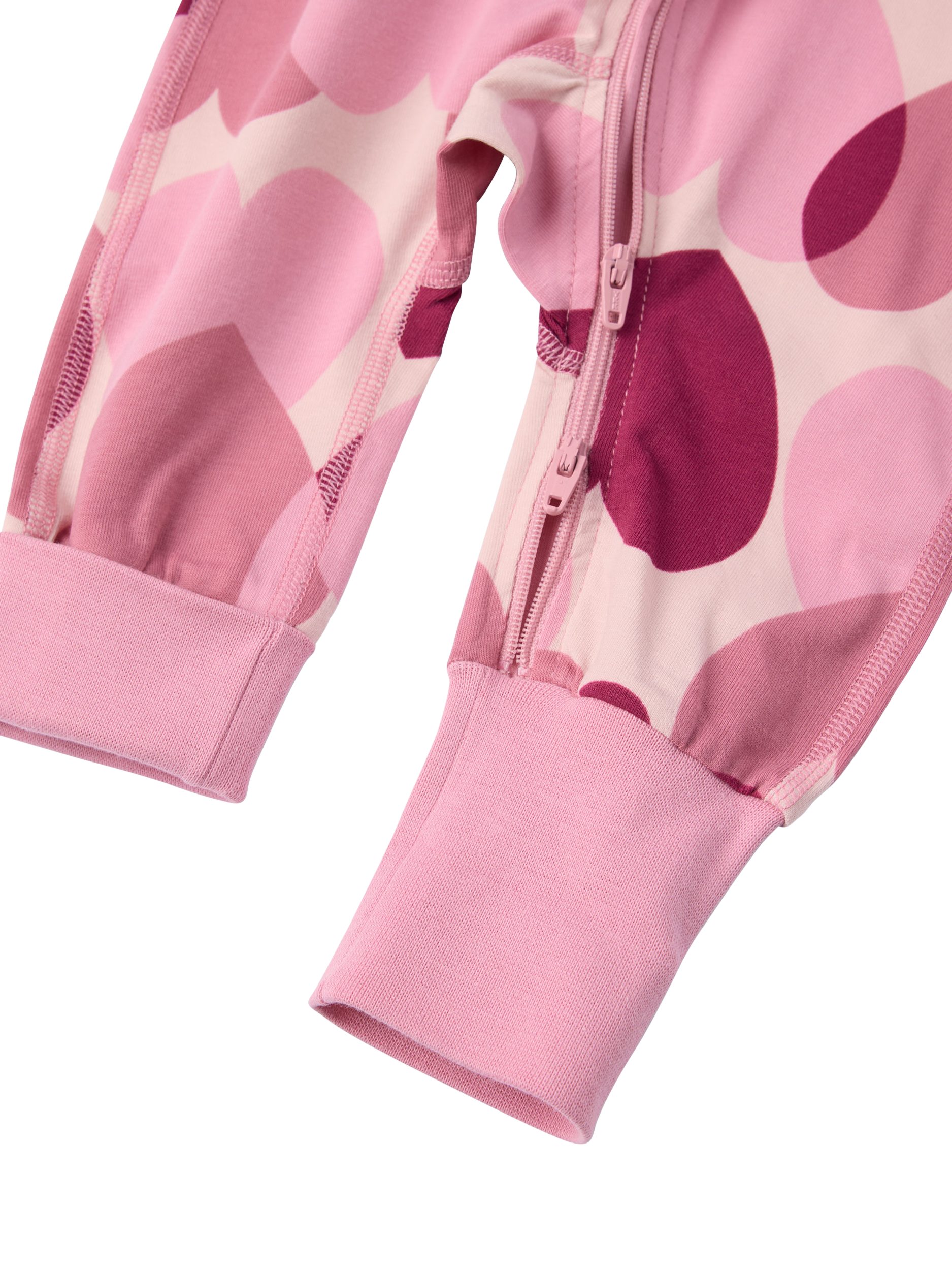 Product image 4 of 4, which shows Polarn O. Pyret Baby Cotton Heart Print Sleepsuit, Pink, 0-2 months