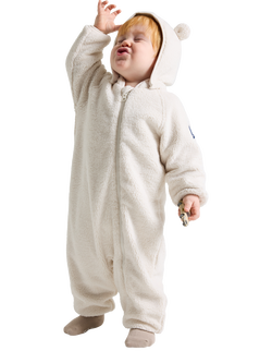 Polarn O. Pyret Baby Cotton Blend Teddy Fleece Pram Suit, White, White