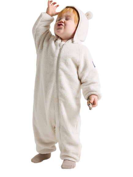 Polarn O. Pyret Baby Cotton Blend Teddy Fleece Pram Suit, White, White