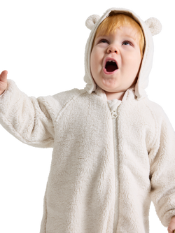 Polarn O. Pyret Baby Cotton Blend Teddy Fleece Pram Suit, White - view 2, White