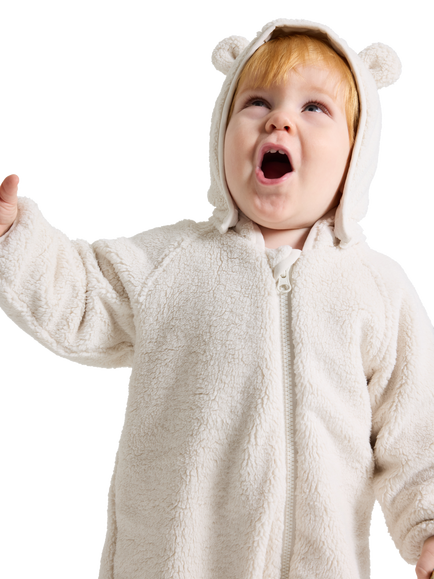 Polarn O. Pyret Baby Cotton Blend Teddy Fleece Pram Suit, White - view 2, White