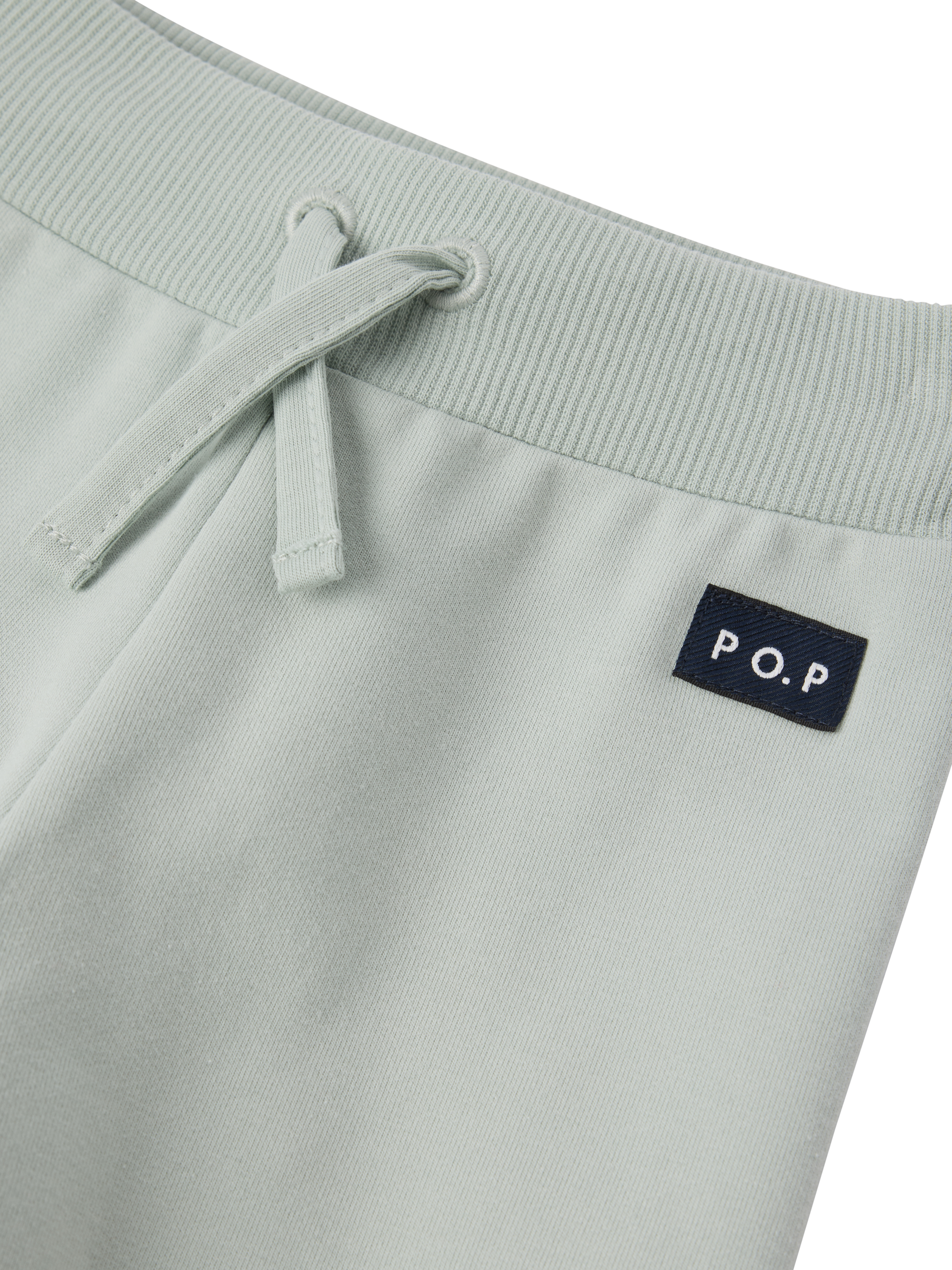 Product image 2 of 4, which shows Polarn O. Pyret Baby Cotton Drawstring Jogging Bottoms, Blue, 1-2 months