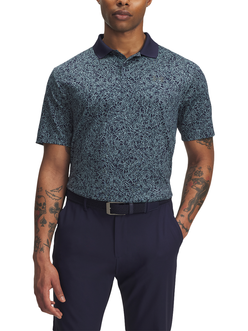 Product image 1 of 2, which shows Under Armour Matchplay Short Sleeve Polo Shirt, Navy / Jasper Blue, S