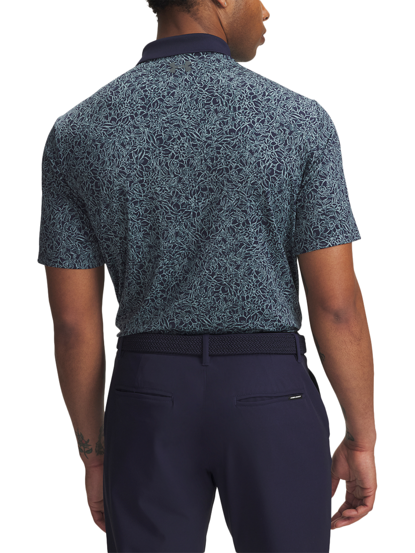 Product image 2 of 2, which shows Under Armour Matchplay Short Sleeve Polo Shirt, Navy / Jasper Blue, S