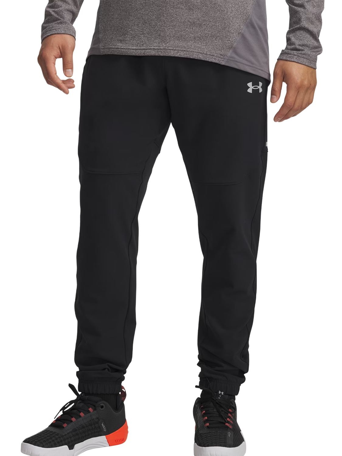 Product image 1 of 1, which shows Under Armour Utility Woven Winterized Joggers, Black / White, S