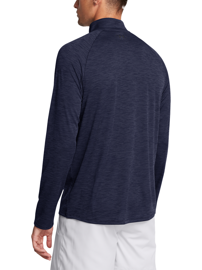 Product image 2 of 4, which shows Under Armour UA Tech Textured 1/2 Zip Top, Navy / Black, S