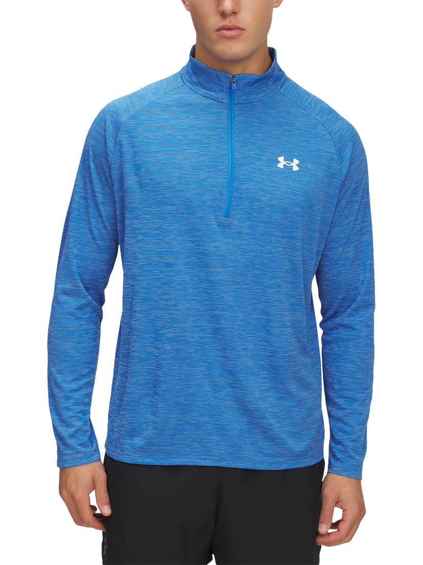 Product image 1 of 2, which shows Under Armour UA Tech Textured 1/2 Zip Top, Atlantis / White, XXL