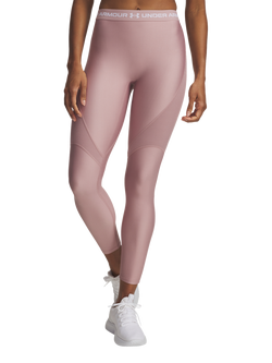 Under Armour HeatGear Rib Leggings, Pink / White, Pink / White