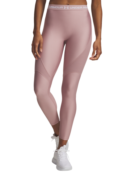 Under Armour HeatGear Rib Leggings, Pink / White, Pink / White