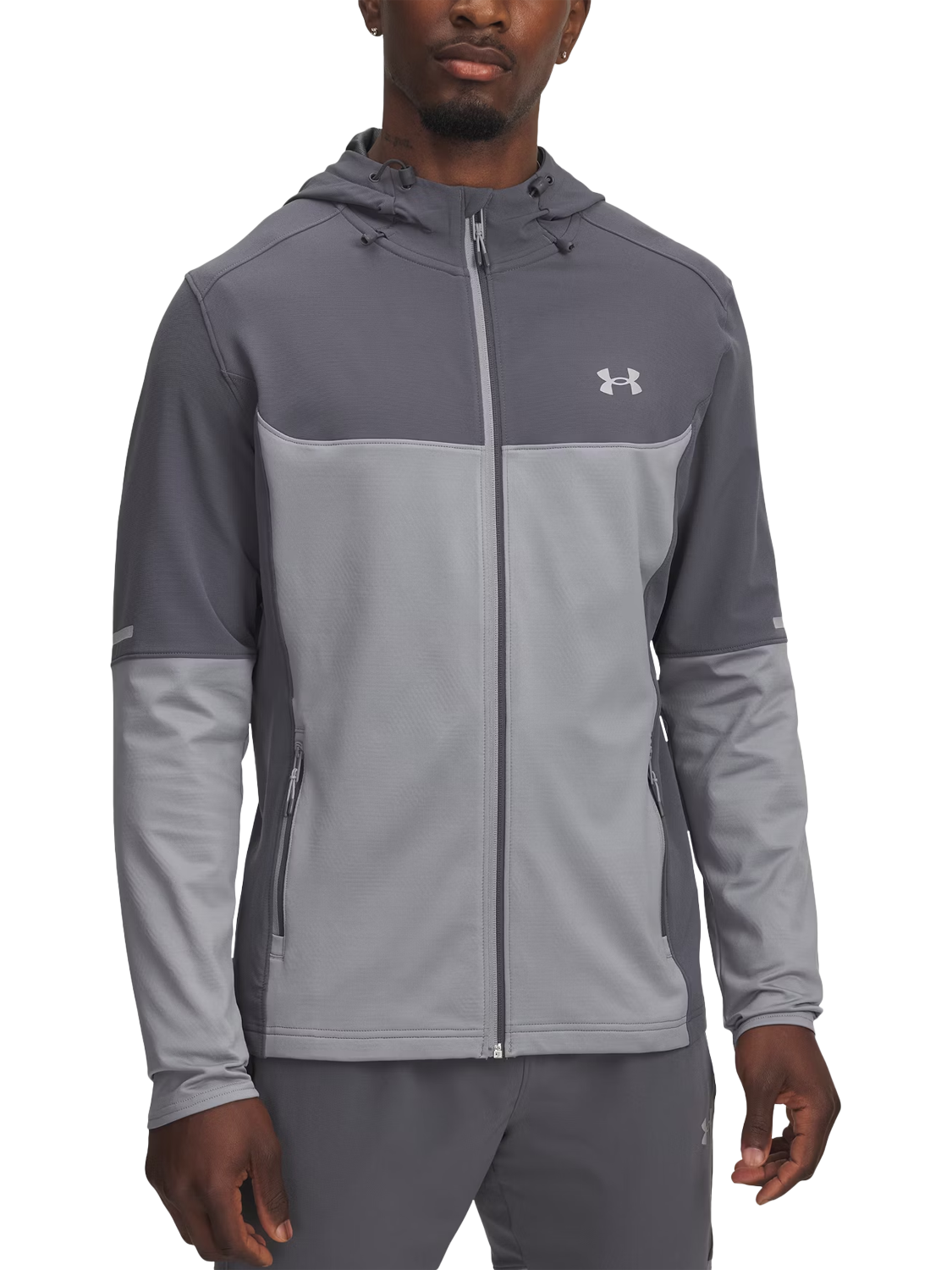 Product image 1 of 1, which shows Under Armour Utility Woven Winterized Full Zip Jacket, Black / White, S