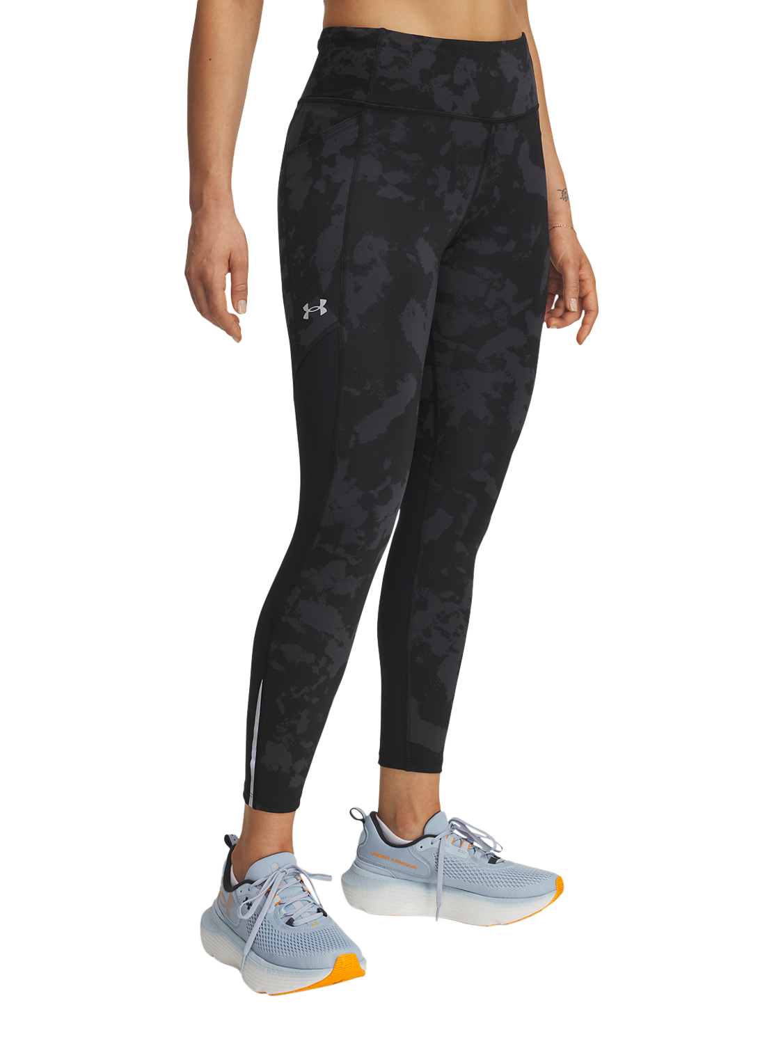 Under Armour Launch Print Ankle Grazer Leggings, Black / Reflective