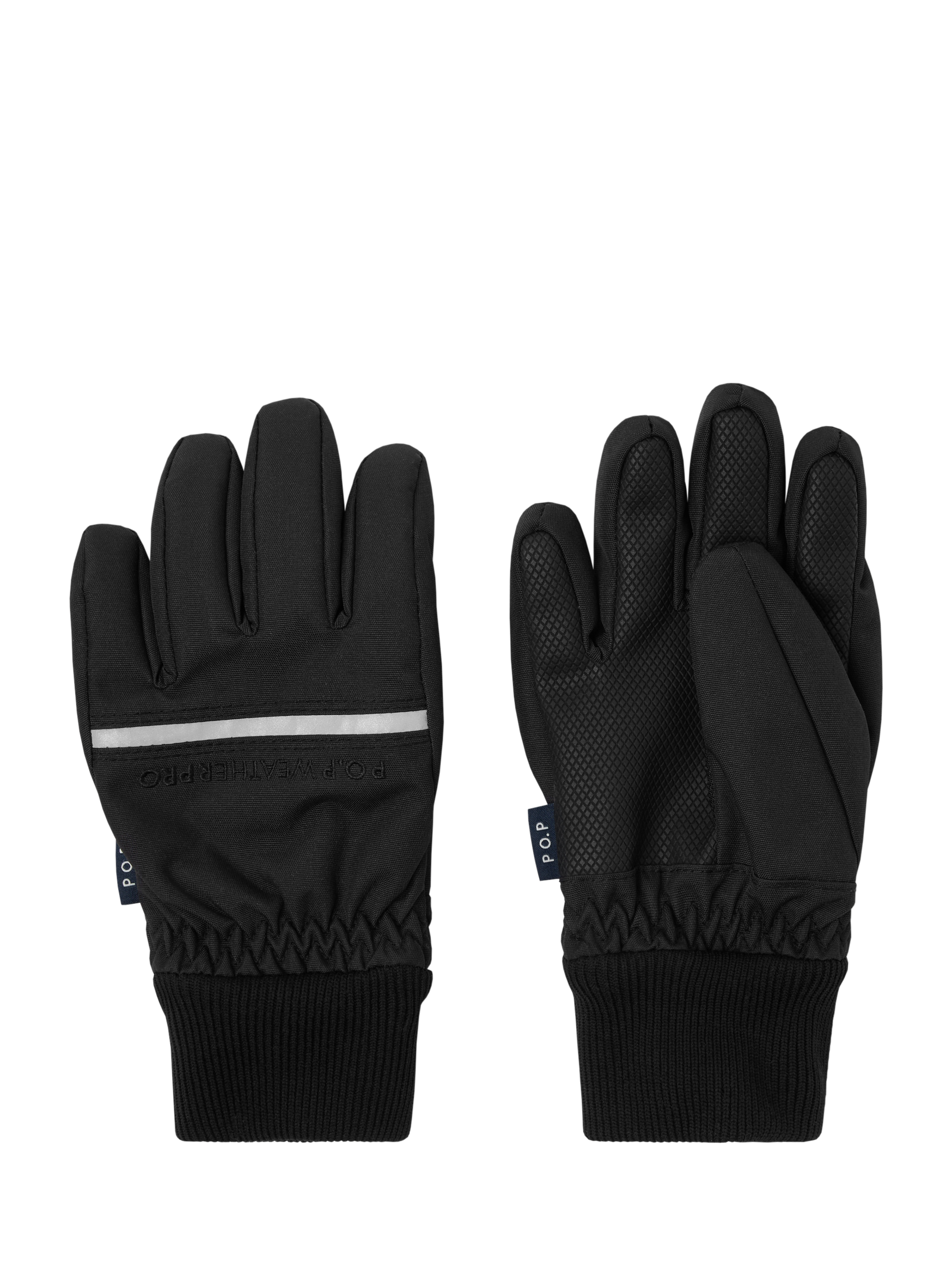 Product image 1 of 2, which shows Polarn O. Pyret Kids' Waterproof Shell Gloves, Black, 2-4 years