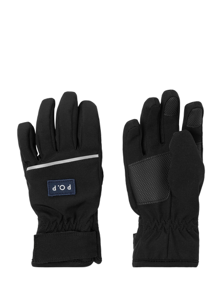 Polarn O. Pyret Kids' Waterproof Soft Shell Gloves, Black, Black