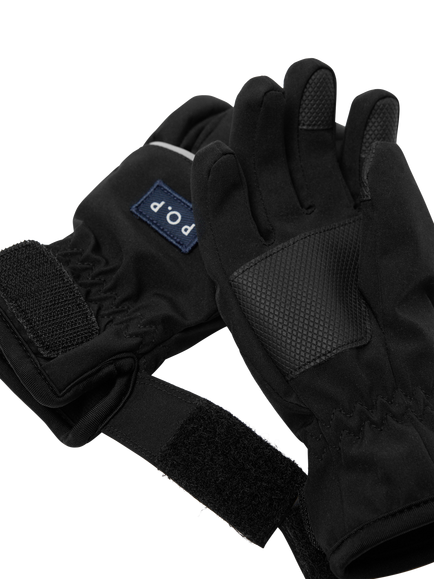 Polarn O. Pyret Kids' Waterproof Soft Shell Gloves, Black - view 2, Black