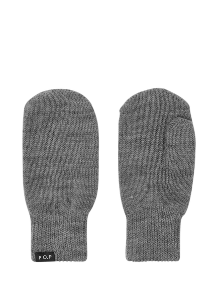 Polarn O. Pyret Kids' Double Knit Merino Wool Mittens, Grey, Grey