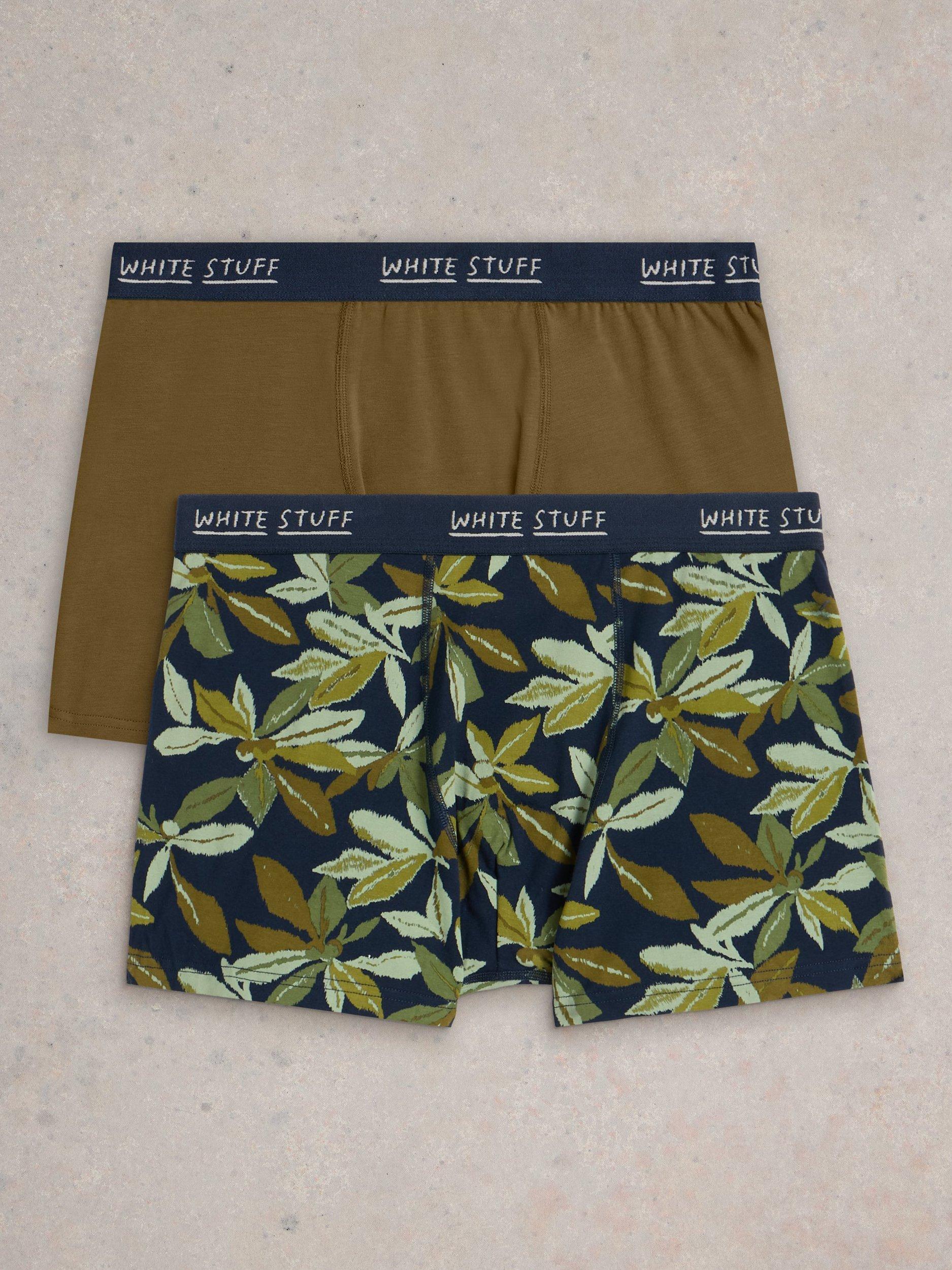Product image 1 of 3, which shows White Stuff Hove Cotton Blend Boxers, Pack of 2, Navy, S