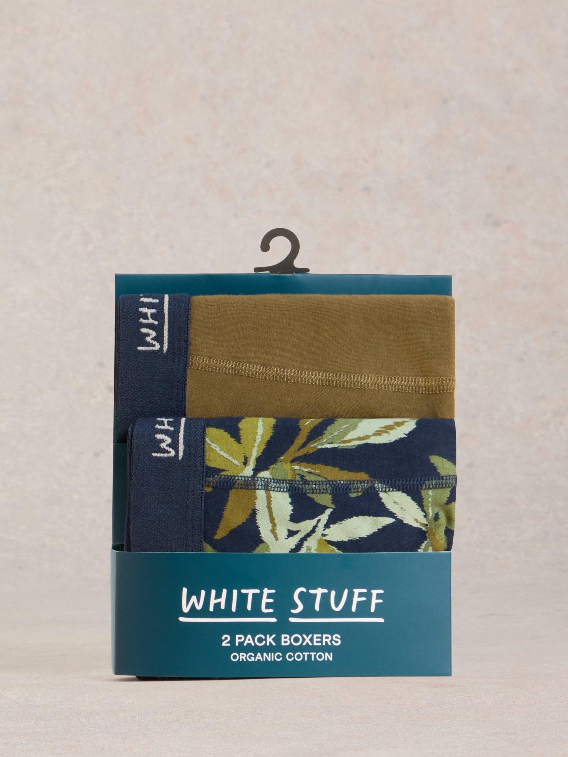 Product image 3 of 3, which shows White Stuff Hove Cotton Blend Boxers, Pack of 2, Navy, S